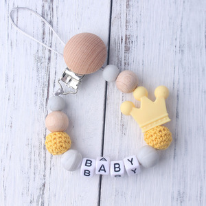 Cadenas de silicona para chupetes de bebé con clip, diseño de luna, personalizables con nombre, para niños, sets de productos <span class=keywords><strong>2022</strong></span>, cadena de chupete DIY - Product Image 3