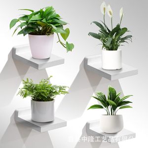 <b>Wall</b> <b>Mounted</b> Wooden Plant <b>Shelf</b> Rectangle Floating Display Panel For Indoor Greenery Storage - Product Image 2