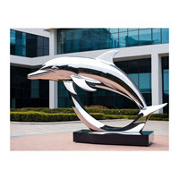 Dauphin Extérieur Sculpture En Métal En Acier Inoxydable Extérieur Polonais Eau Animal Statue