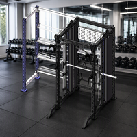 Station de musculation modulaire avec câbles, rangement de plaques de poids, barre de traction et barres de dips pour entraînement fonctionnel de force