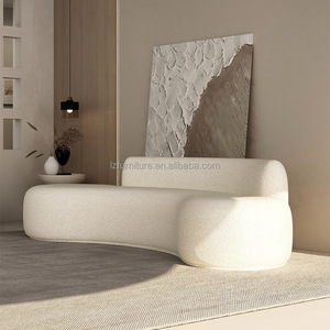 Ensemble Courbé en Tissu Bouclé Blanc Velours Style Européen Moderne, Mousse Haute Densité Écologique et Durable pour Usage Commercial Hôtelier - Product Image 2