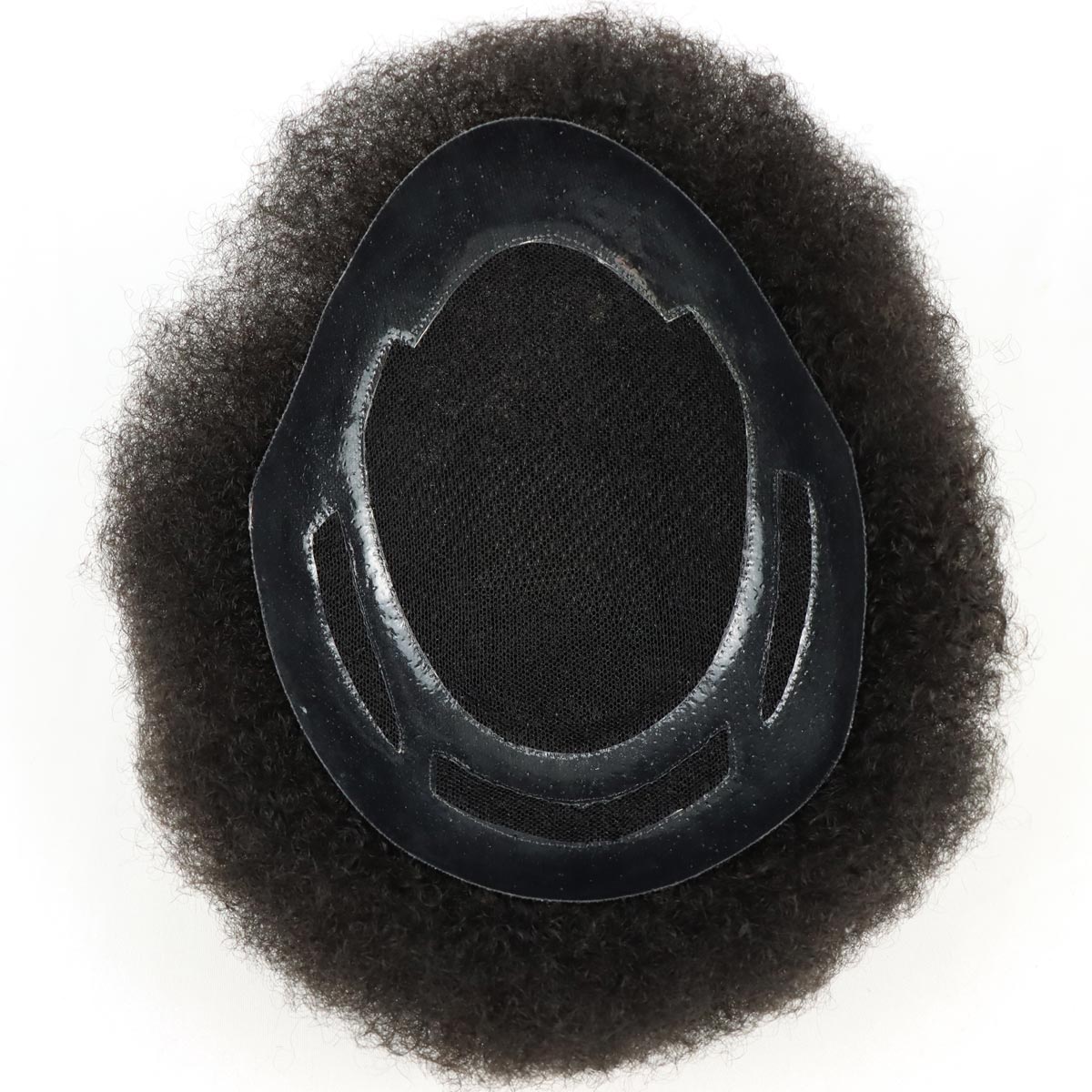 Parrucchino afro in pizzo nero e pu