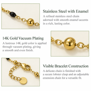 สร้อยข้อมือโซ่ทองประดับด้วยเคลือบสีเข้ม สแตนเลสเคลือบสีทอง 14K ชุบสูญญากาศ รุ่น MY-SL2701 - Product Image 3