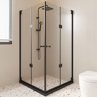Pintu gulung kamar mandi apartemen kecil layar kamar mandi sederhana keseluruhan kaca kamar mandi pemisah kering dan basah