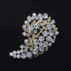 Weiman Usine En Gros Cristal Plante Forme Broche De Mariage Broches Virgule <span class=keywords><strong>Demi</strong></span> <span class=keywords><strong>Lune</strong></span> Broches - Product Image 4