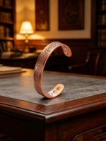 Bracelet jonc magnétique vintage en cuivre rouge, ajustable, géométrique, thérapeutique, énergie curative, plaqué or rose, pour hommes et femmes