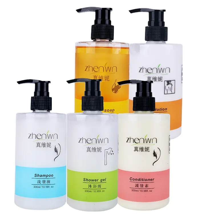 Oem Organic 300ml Bottle Shampoo Conditioner Shower Gel Body Lotion Hotel Liquid Hand Soap Set Hand Wash Gel