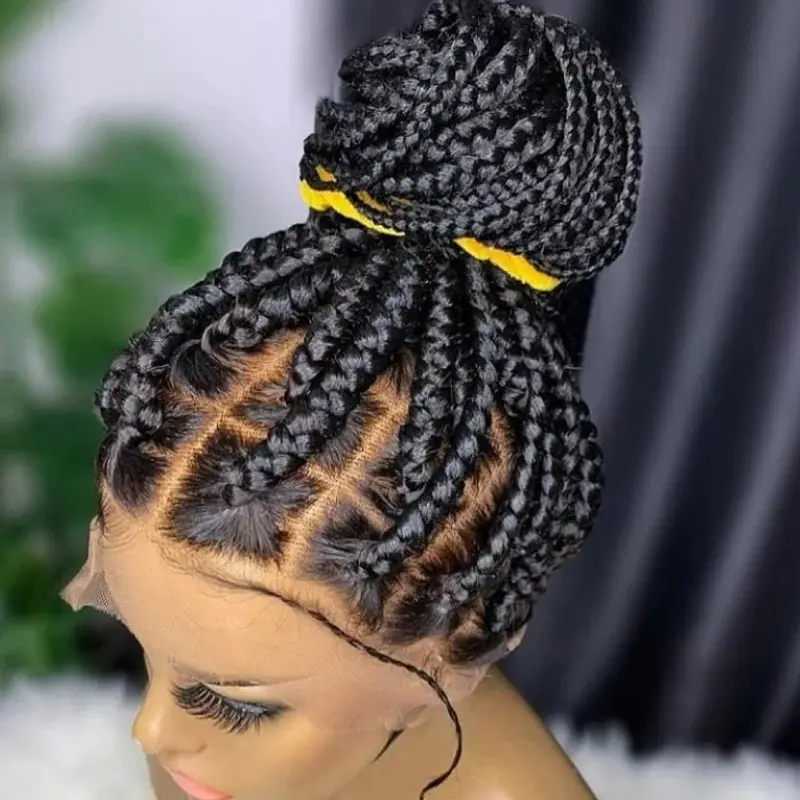 Wholesale Glueless Full Lace Braided Wigs Handmade Cornrow Synthetic Hair Box Braid Wig African Braided Lace Front Wigs Vendors