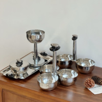 Assiettes de service argentées en acier inoxydable ensemble de présentoirs à desserts à plusieurs niveaux pour mariage hôtel anniversaire thé