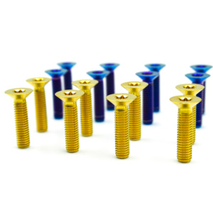 M6 * 25 phẳng Đầu chìm Hex vít din7991 Torx đầu GR5 <span class=keywords><strong>ti</strong></span> Titan Anodized bu lông màu xanh lá cây - Product Image 1