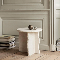 Table basse de style nordique au design moderne, plateau en travertin de luxe, piétement extensible et convertible, meubles de salon