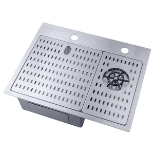 Fregadero de barra de acero inoxidable 5543 para empotrar con escurridor y lavavasos para cocina - Product Image 1