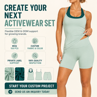 Ensemble de yoga 2 pièces personnalisé pour femme : débardeur superposé, brassière de sport et short cycliste taille haute – Vêtements de sport et fitness en gros