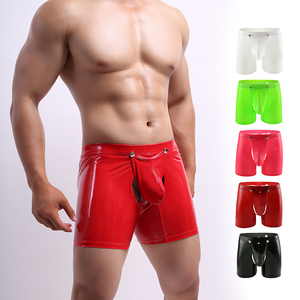 <span class=keywords><strong>Boxer</strong></span> pour homme personnalisé en cuir verni sexy, ouvert sur le devant, amovible, avec poche en U pour rehausser le volume - Product Image 2