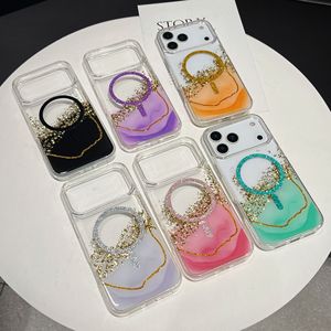 Custodia Magnetica per <span class=keywords><strong>iPhone</strong></span> 17 16 15 14 13 12 <span class=keywords><strong>11</strong></span> Pro Max con Motivo Marmorizzato in Lamina Dorata Glitterata, Elegante <span class=keywords><strong>Cover</strong></span> Trasparente Antiurto - Product Image 1