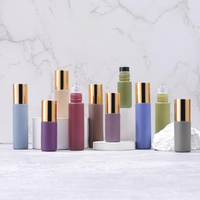 Nouvelle arrivée Emballage cosmétique Morandi Color 5ml 10ml rouleau vide rechargeable sur bouteille en verre avec couvercle en or brillant