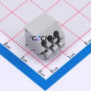MX250-3.5-03P-A-GY01-Cu-A Spring Terminal Block Through hole Component (THT),P=3.5mm Connector 1x3P 3.5mm Gray Through Hole - Product Image 1