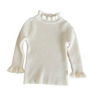 Girls' Ruffled Knit Sweater Full Sleeve Soft Ribbed Turtleneck With Label For Baby And Toddler - Product Image 4