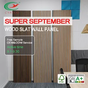 Panel dinding akustik Akupanels dekoratif 600*2400mm Panel dinding kayu Woodupp Aku Panel dinding akustik kayu