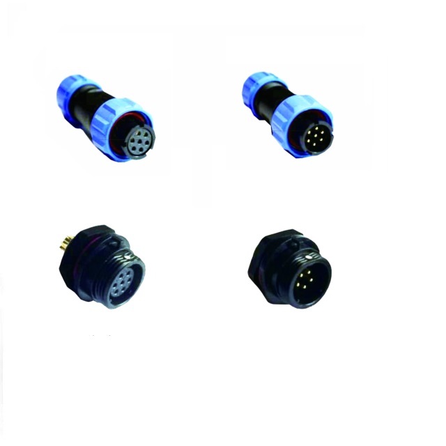SP13 Flange Type Waterproof Aviation Connector IP68 Straight Plug and Socket Male & Female 1/2/3/4/5/6/7 Pin Cable Connectors