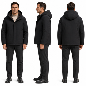 Giacca Invernale da <span class=keywords><strong>Uomo</strong></span> RCX di Alta Qualità, <span class=keywords><strong>Cappotto</strong></span> Lungo Casual Spesso e Caldo con Cappuccio, Chiusura a Zip, <span class=keywords><strong>Collo</strong></span> a Girocollo, Lavorazione Goffrata - Product Image 4