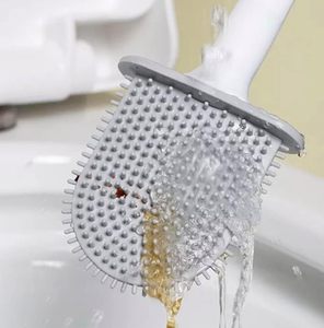 Brosse de toilette plate moderne en TPR souple et durable avec support, pour le nettoyage des toilettes de salle de bain – Tendance et très vendue - Product Image 3