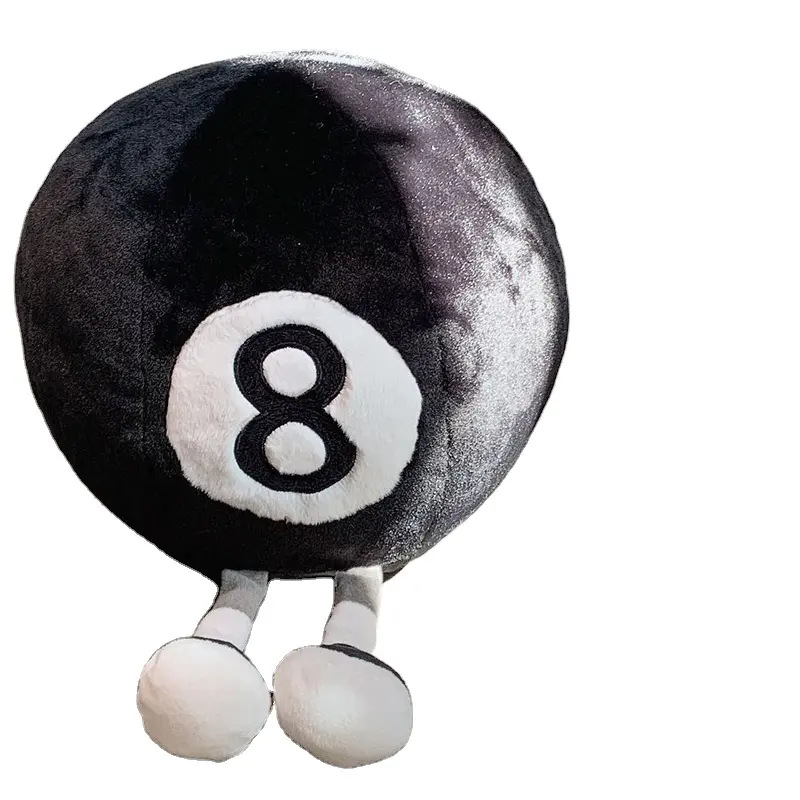 Simulated billiards 8 plush pillow eight ball decoration soft plush toys Round Ball Throw Pillow for Couch home decoration