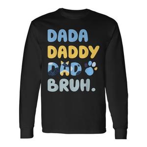 Dada Daddy Dad Fathers Day Blue Dog Camiseta de manga larga para hombre adulto con cuello redondo y estampado digital - Product Image 1