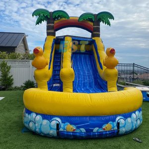 Toboganes de agua de carril de deslizamiento comercial, tobogán de agua inflable de palmera con piscina, tobogán de piscina de agua de pato inflable - Product Image 2