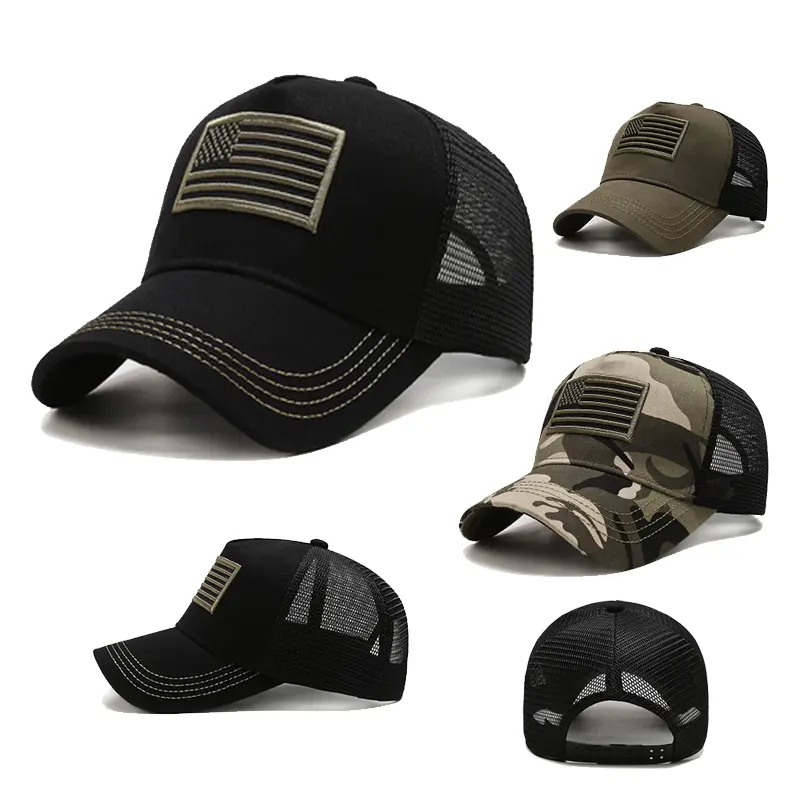 Casquette de Baseball à bord incurvé, chapeau d'été en maille pour hommes et femmes, avec motif de drapeau américain Camouflage, en coton blanc, chapeaux de papa