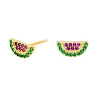 Gemnel Nouvelle Mode Bijoux en Laiton Plaqué Or Breloque Arc-en-ciel Boucles d'Oreilles Créoles Pastèque