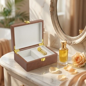 Caja de Perfume de Madera de Lujo Landy, Caja de Embalaje para Aceite Esencial <span class=keywords><strong>y</strong></span> Aceite de Oud con Logotipo Personalizado, Caja de Regalo con Forro de Terciopelo, Embalaje al por Mayor - Product Image 3