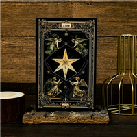 Best-Sale Personal isierte Tarot-Karte Themen papier Journal Schwarz gold Hexagramm Tragbares Notizbuch mit dreifach magnetischem Tagebuch