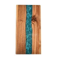 Planche à découper en bois d'acacia et résine YINHAO, 18x9 pouces, motif vague océanique en résine époxy, pour la cuisine