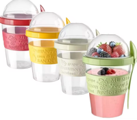 Gobelets colorés pour yaourt, parfait, flocons d'avoine, céréales, contenants en plastique avec couvercles et cuillères, durables, empilables, cadeaux de cuisine