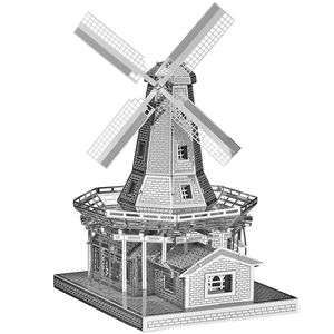 Piececool <span class=keywords><strong>Moulin</strong></span> à <span class=keywords><strong>vent</strong></span> hollandais moderne Puzzle en métal 3D Impression UV Assemblage DIY Modèle d'architecture Affichage Cadeau de collection pour adultes - Product Image 2
