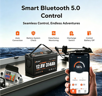 Batterie lithium-ion rechargeable Enlzh Deep Cycle 12V 314AH avec Bluetooth LiFePO4 pour camping-car avec connecteurs US EU CA AU JP DE