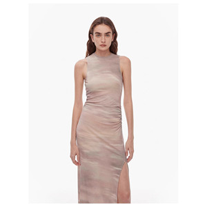 Abito Lungo in Maglia Senza Maniche con Spacco in Misto Lana Fine, Modello "Half Summer Ball" - Product Image 4