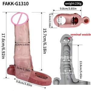 FAAK Realistic Penis Sleeve Sex Toys Silicone Artificial <b>Dildo</b> Sheath With Anti-drop Ring Cock Enlargement Delay Ejaculation - Product Image 4