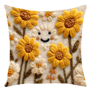 Nueva funda de cojín con bordado de girasoles, almohada para sofá, cojín decorativo fresco y bonito para ventana o cabecera de cama - Product Image 2