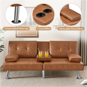 Sofá Cama Convertible Click Clac Moderno, Sofá Cama Plegable de Piel Sintética, Reclinable, Reversible, Sofá de Dos Plazas, Cama Plegable - Product Image 4