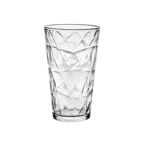 16oz Elegant <strong>Diamond</strong> Design Embossing V Shape Highball Glass Cup Highball <strong>Glassware</strong> Cheap Price Transparent for Home Hotel - Product Image 1