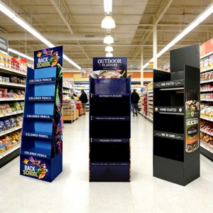 ชั้นวางสินค้าซุปเปอร์มาร์เก็ตสำหรับมันฝรั่งทอด กาแฟ ถุงช็อกโกแลต โฆษณาสินค้า ชั้นวางแสดงสินค้าแบบตั้งพื้นทำจากกระดาษแข็งสำหรับร้านค้าปลีก - Product Image 1