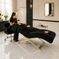 Table de massage incurvée réglable noire de luxe pour extensions de cils, salon de beauté et spa