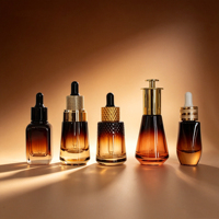 Flacon en verre ambré de luxe unique de 30 ml (1 oz) vide avec compte-gouttes pour sérum, huile essentielle, emballage cosmétique liquide OEM