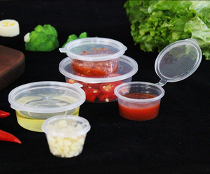 Tasses jetables en plastique PP pour portions de sauce 1oz 1.5oz 2oz 3oz 4oz bols de service à condiments contenant de charcuterie avec couvercle à charnière - Product Image 5