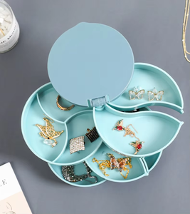 Tree Rotating Expandable Jewelry Box Round Multi-Layer Mirror Earring <b>Ring</b> Organizer - Product Image 5