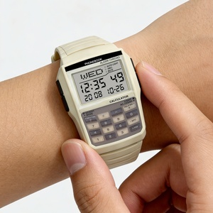 สไตล์คอมพิวเตอร์ย้อนยุคสีกากีนาฬิกาเครื่องคิดเลขแบบมัลติฟังก์ชั่นพร้อมนาฬิกาปลุกไฟ LED ส่องสว่างกลางคืนสำหรับทุกเพศ - Product Image 2