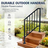 Kit de main courante réglable en fer forgé à 3 marches pour escalier extérieur et porche, idéal pour salle de bain et appartement