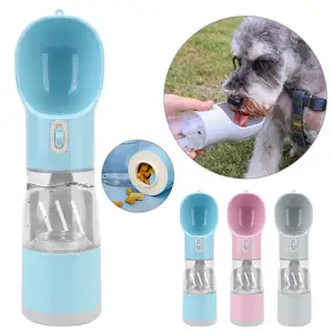 Botella de agua portátil para mascotas 4 en 1, de grado alimenticio, sin Bpa, a prueba de fugas, para viaje al aire libre, venta al por mayor